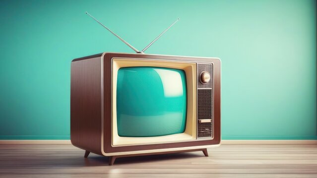 Retro old television on background. 90's concepts. Vintage style filtered photo.  generative, ai.