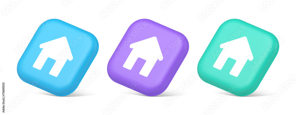 Poster home page button house web symbol cyberspace application interface 3d realistic isometric icon