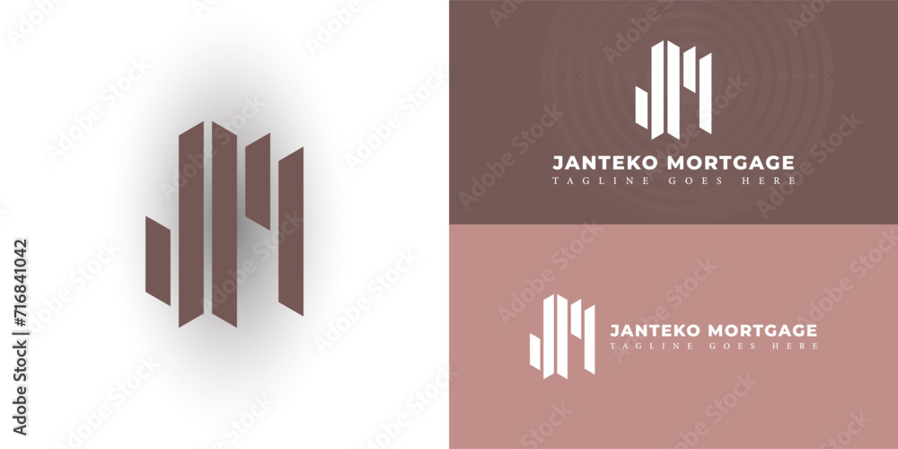 Poster abstract initial letter jm or mj logo in red color isolated in white and red backgrounds applied for