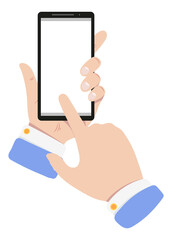 Finger touch empty phone screen. App template