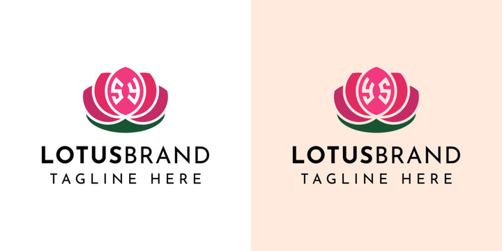 Letter SY and YS Lotus Logo Set, suitable for business related to lotus flowers with SY or YS initials.