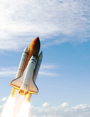 Rocket above the earth. The elements of this image furnished by NASA. - 716842268