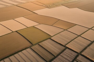 Drought-stricken fields with angular lines forming geometric patterns