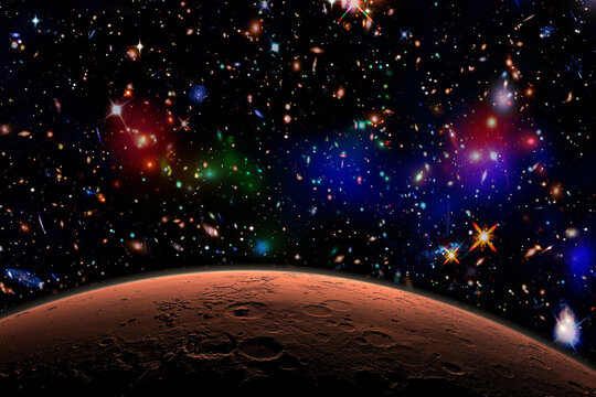 Mars and stars. The elements of this image furnished by NASA.