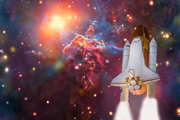 Rocket and light. The elements of this image furnished by NASA. - obrazy, fototapety, plakaty
