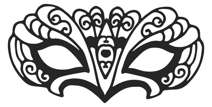 recommend clip art: Venetian carnival mask icon. Black line symbol