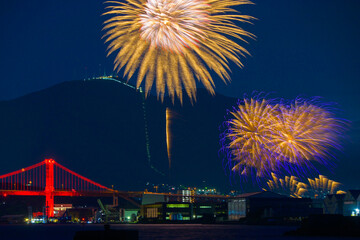 2023年７月に行われたくきのうみ花火の祭典  福岡県　日本