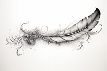 Abstract feather in  boho style