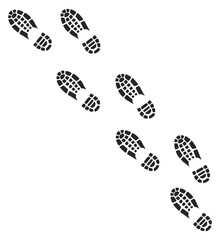 Footprint trail. Human step marks. Walk trace