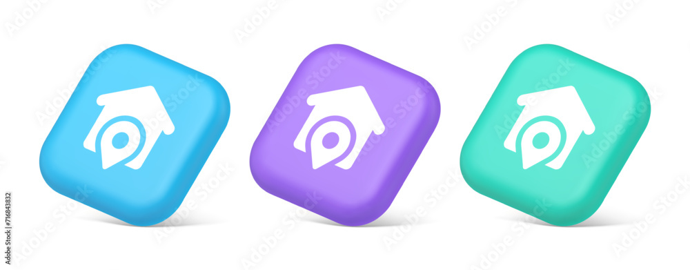 Poster house location gps route button distance navigation map pin pointer address direction 3d icon