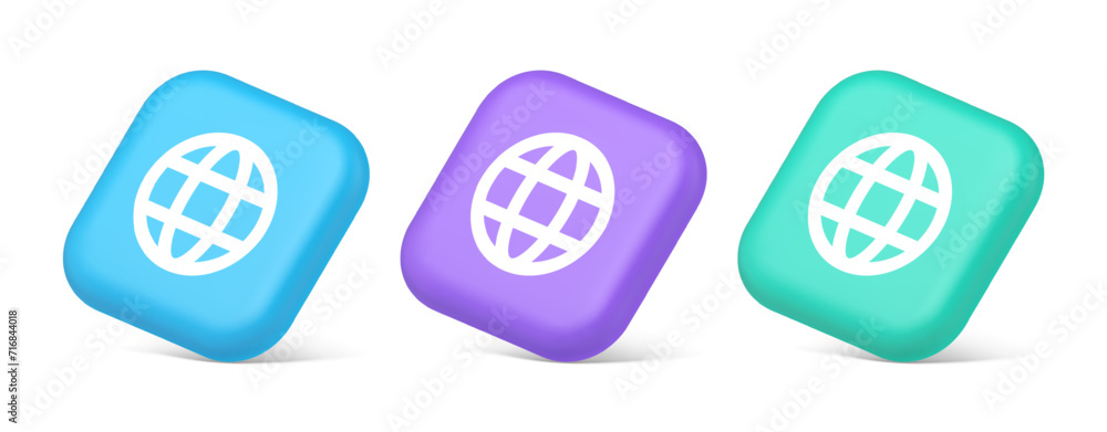 Poster global internet connection gps planet button network web business communication 3d isometric icon
