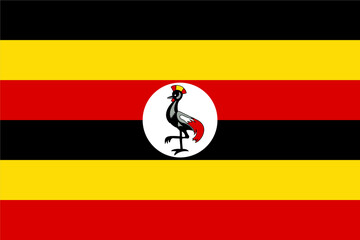 Flag of Uganda, Uganda Flag, National symbol of Uganda country. Fabric and texture flag of Uganda - obrazy, fototapety, plakaty