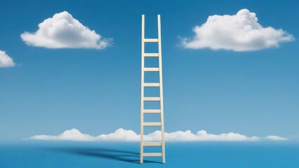 Step ladder leading to clouds . Growth, future, development concept. Minimal pink compostition.  generative, ai.