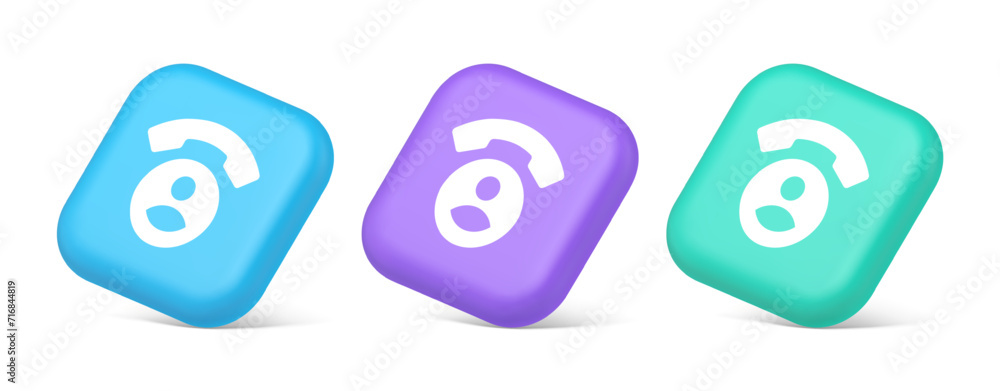 Poster contact phone call voice communication button dialog assistance helpline consulting 3d icon