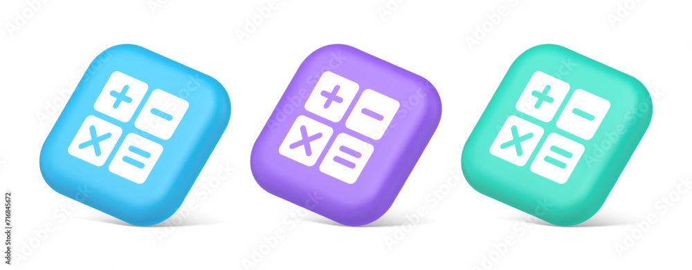 Poster calculator math counting button accounting balance mathematics financial keyboard 3d isometric icon