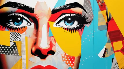 Poster Modern Pop art collage. Model woman face © bit24