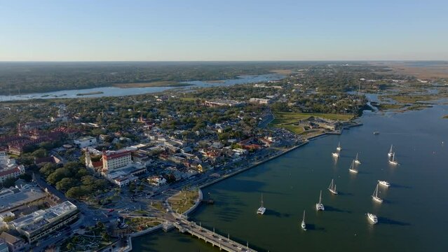 Aerial hyperlapse video Castillo de San Marcos Spanish fort St Augustine Florida USA