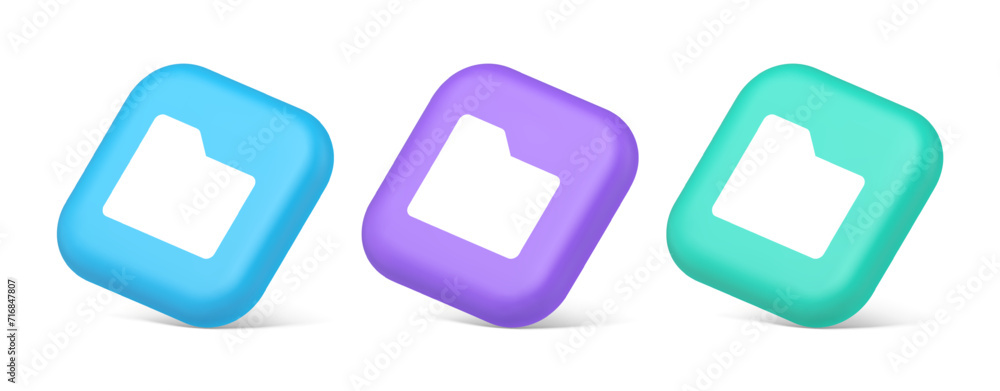 Poster file folder archive directory button cyberspace digital document 3d isometric icon