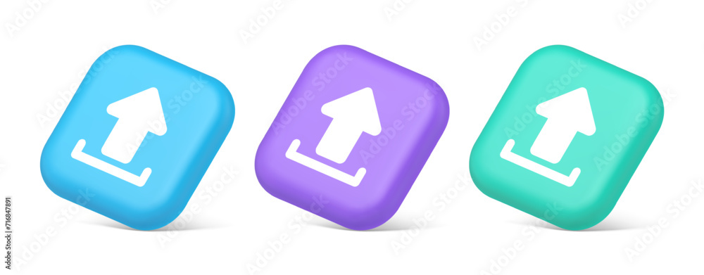 Poster upload up arrow button document multimedia file exchange cyberspace storage 3d isometric icon
