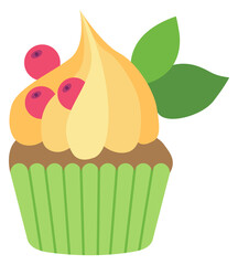 Berry cupcake. Natural fresh homemade pastry icon