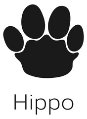 Safari animal footprint. Black hippo trail symbol
