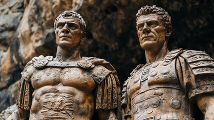 Bronze Statues of Ancient Roman Warriors - obrazy, fototapety, plakaty