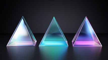 Glass or crystal triangle in different angle view