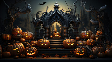Halloween display podium decoration background