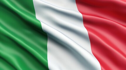 Close up photo of glossy waving flag of Italy background with fabric texture