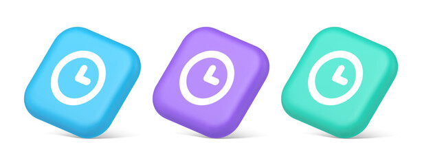 Timer countdown deadline control button time management watch web app design 3d isometric icon