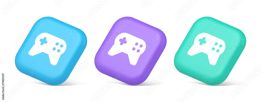Poster gamepad controller virtual gaming connect button joystick joypad web app 3d realistic isometric icon