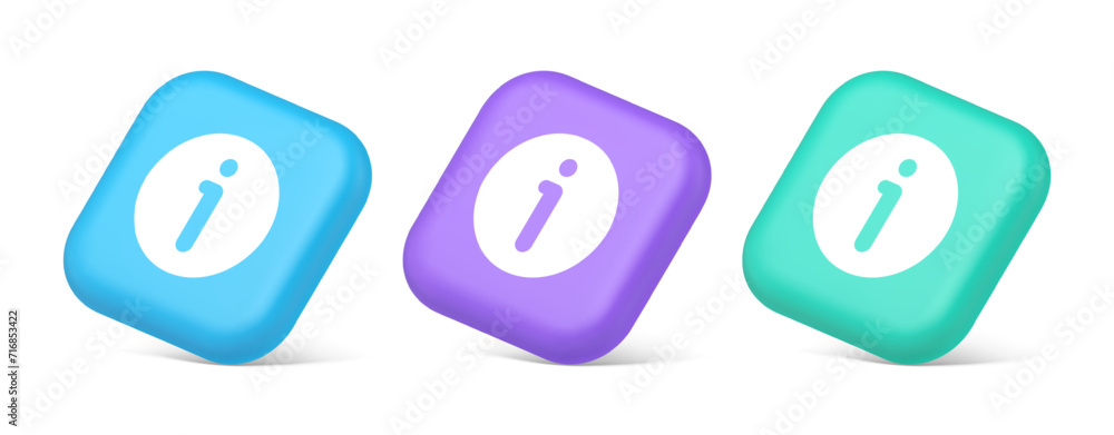 Poster info button information character faq question answer help support web app 3d isometric icon