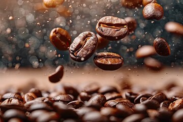 Coffee beans embodying caffeine and roast perfect for espresso brown hue blending into any drink food speaks of black dark seeds background fading into close up macro mocha and natural aroma