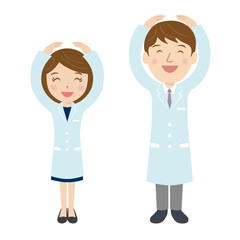 医者、研究者、男性、女性、まる、ベクター