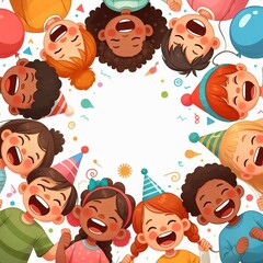Illustration of happy children in a circle