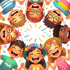 Illustration of happy children in a circle