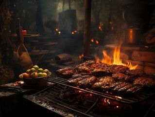 Barbecue food BBQ hamburger grill ribs steak
