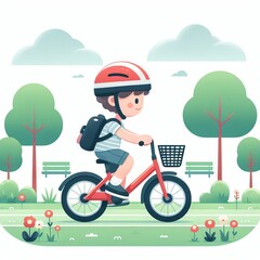 Illustration of a kid cycling