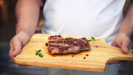 BBQ steak. Barbecue grilled beef steak meat