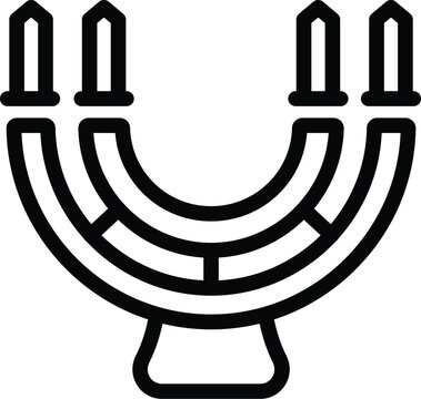 Jewish candles icon outline vector. Israel tel aviv. Travel city tower