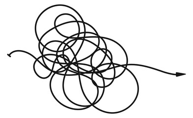 Tangled line arrow. Chaotic direction pointer icon © LadadikArt