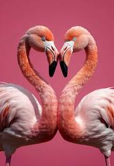 Pink flamingo birds, love Animal