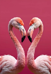 Pink flamingo birds, love Animal