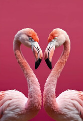 Fototapeta premium Pink flamingo birds, love Animal