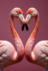Pink flamingo birds, love Animal