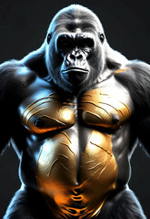 Gorilla black and gold mammal animal face , black white wildlife