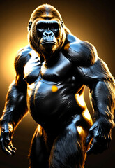 Gorilla black and gold mammal animal face , black white wildlife