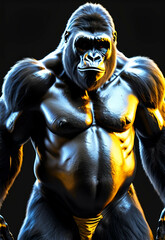 Gorilla black and gold mammal animal face , black white wildlife