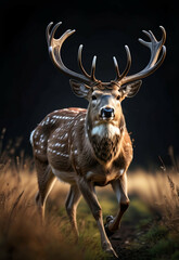 Deer antlers portrait in the woods , wildlife animal
