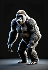 Gorilla mammal animal face , black white wildlife	